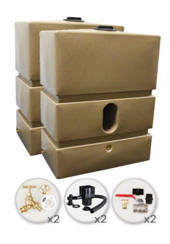 1200 Litre Water Butt Twin Pack Solo - Sandstone